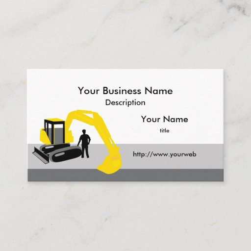 Customizable Excavator Construction Business Card