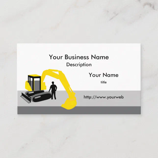 Excavator Construction Business Card | Zazzle