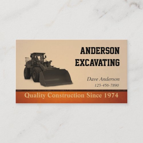 Excavator Construction Business Card