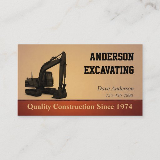 Customizable Excavator Construction Business Card Template