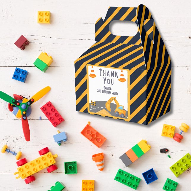 Excavator Construction Cone Kids Birthday Party Favor Boxes (Excavator Construction Cone Kids Birthday Party Favor Box)