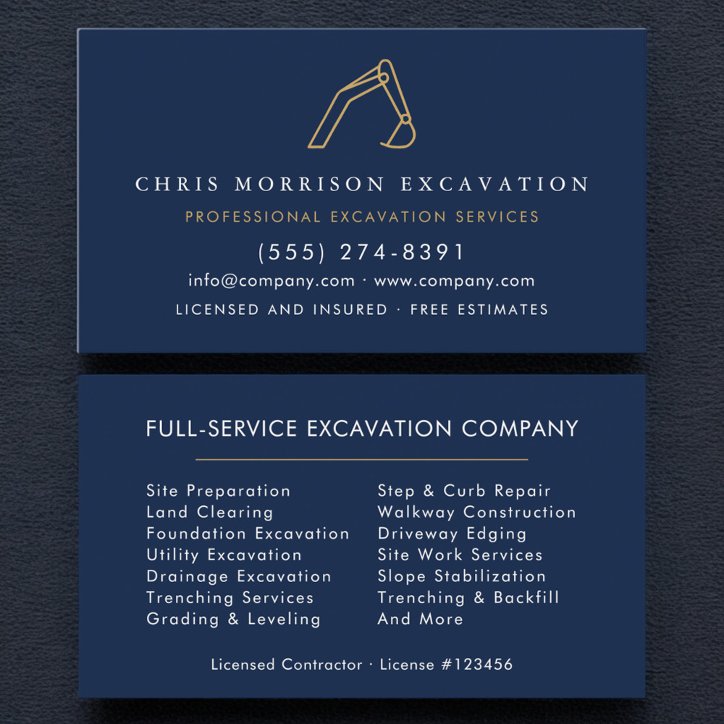 Excavator Construction Contractor Business Card