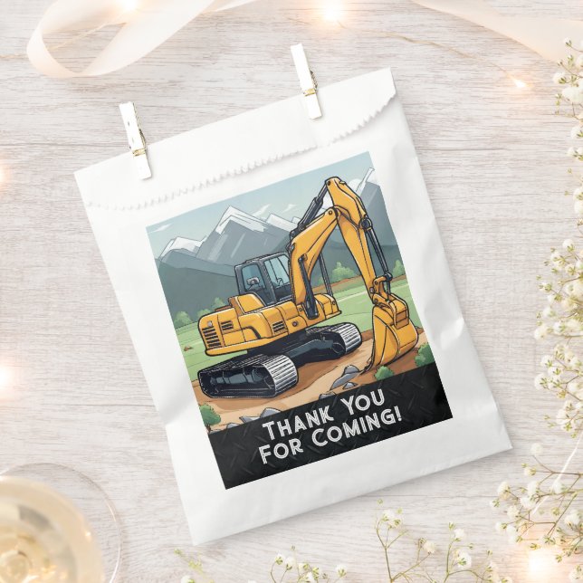 Excavator Construction Equipment Digger Birthday  Favor Bag (Clipped)