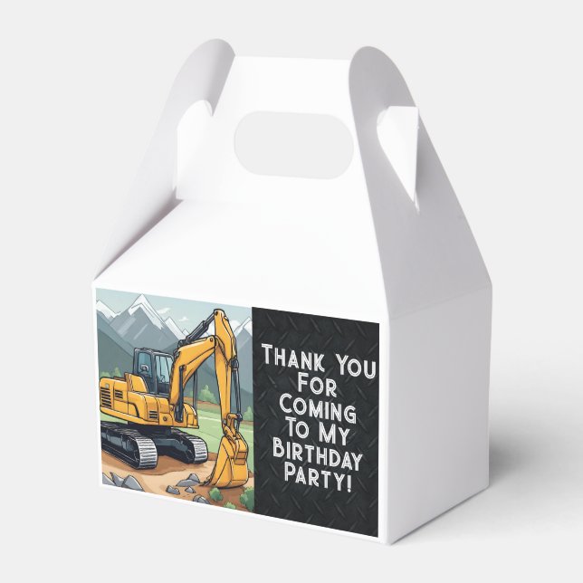 Excavator Construction Equipment Digger Birthday  Favor Boxes (Front Side)