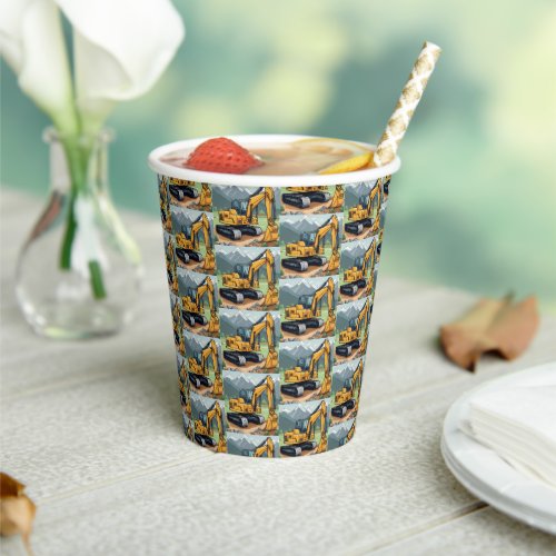 Excavator Construction Equipment Digger Birthday  Paper Cups