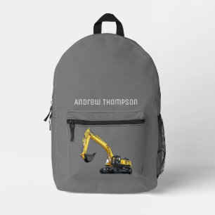 Excavator Construction Equipment Name Printed Backpack