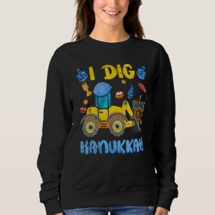 Excavator Construction I Dig Hanukkah Toddler Boys Sweatshirt