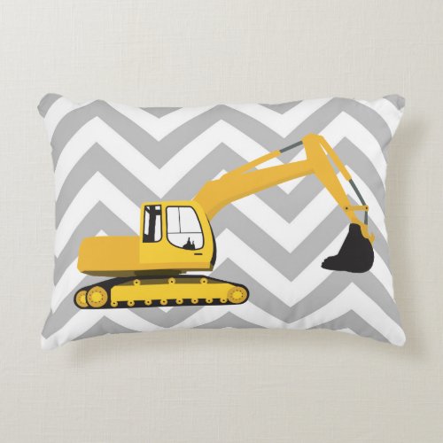 Excavator Construction Truck Accent Pillow
