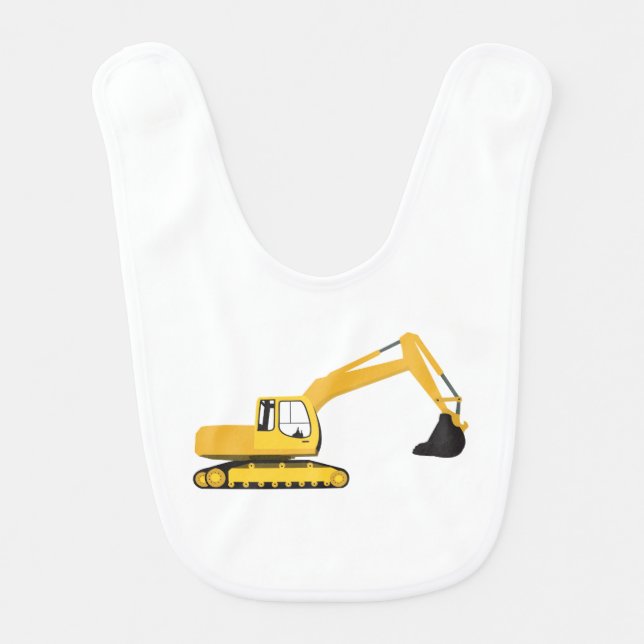 Excavator Construction Truck Baby Bib (Front)