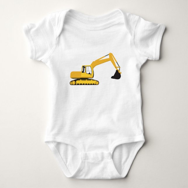 Excavator Construction Truck Baby Bodysuit (Front)