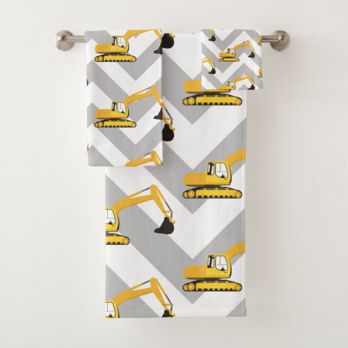 Excavator Construction Truck Bath Towel Set