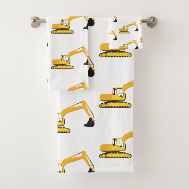 Excavator Construction Truck Bath Towel Set (Insitu)