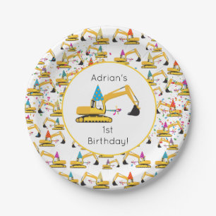 Excavator Construction Truck Birthday Party Paper Plates