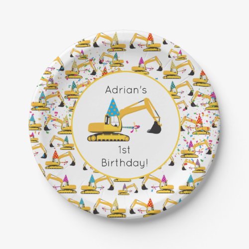 Excavator Construction Truck Birthday Party  Paper Plates