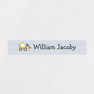 Excavator Construction Truck Blue Stri Name Labels