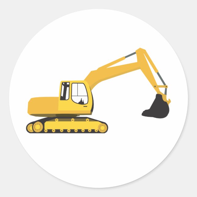 Excavator Construction Truck Classic Round Sticker (Front)