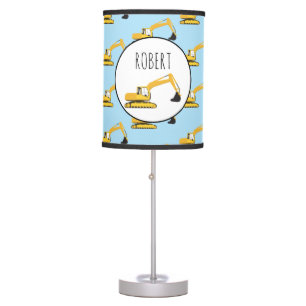 Excavator Construction Truck Customized Boys Name Table Lamp