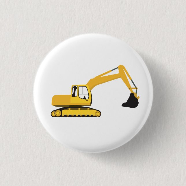 Excavator Construction Truck Kids Button (Front)