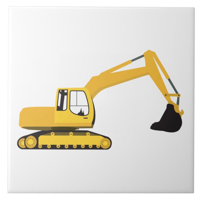 Excavator Construction Truck Kids Ceramic Tile (Front)