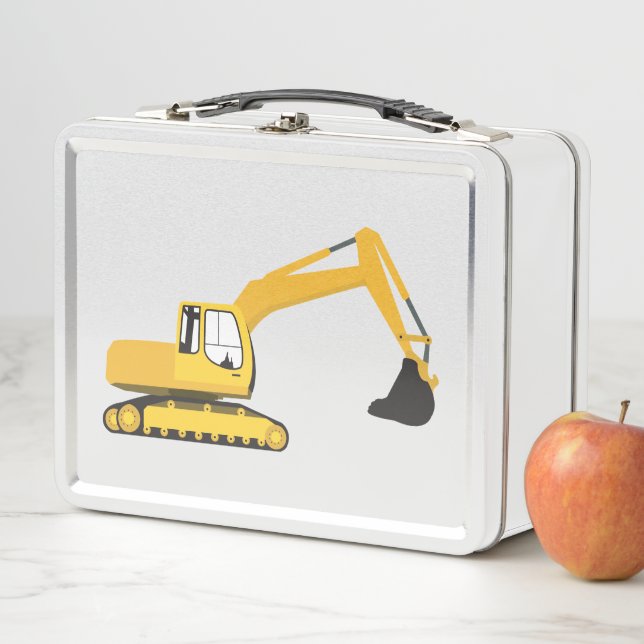 Excavator Construction Truck Metal Lunch Box (In Situ)