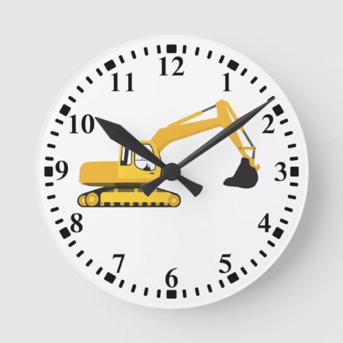 Excavator Construction Truck Round Clock
