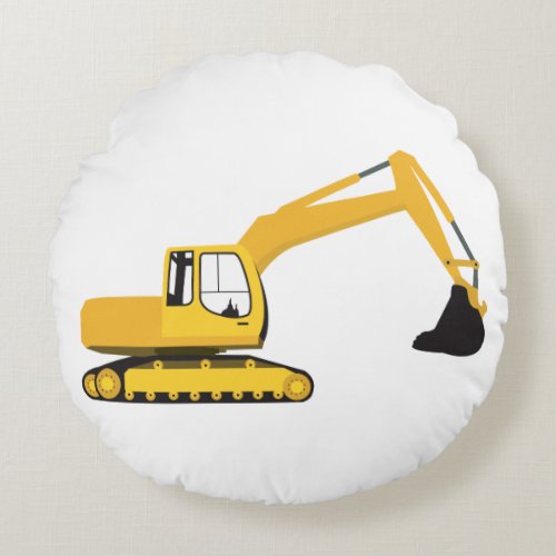 Excavator Construction Truck Round Pillow