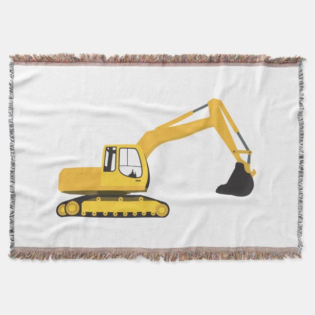 Excavator Construction Truck Throw Blanket (Front)