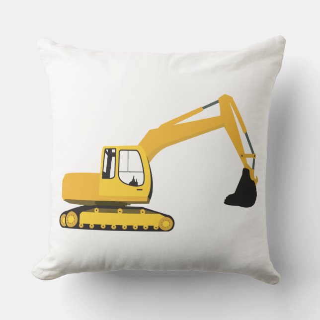 Excavator Construction Truck Throw Pillow (Front)