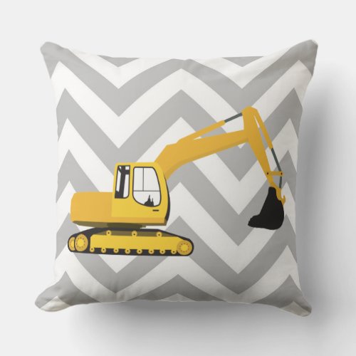 Excavator Construction Truck Throw Pillow