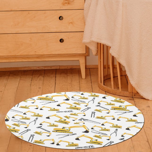 Excavator Construction Trucks and Tools Nursery Rug (Excavator Construction Trucks and Tools Nursery Rug)