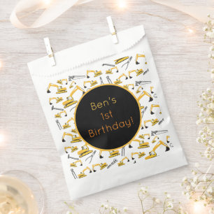 Excavator Construction Trucks and Tools Pattern Favor Bag