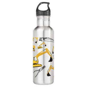 Excavator Construction Trucks and Tools Stainless Steel Water Bottle
