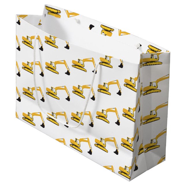 Excavator Construction Trucks  Large Gift Bag (Front Angled)