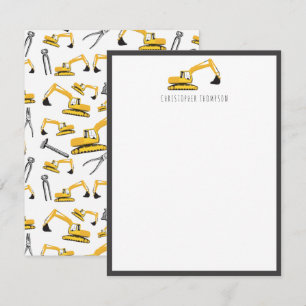 Excavator Construction Trucks Tools Children's Note Card