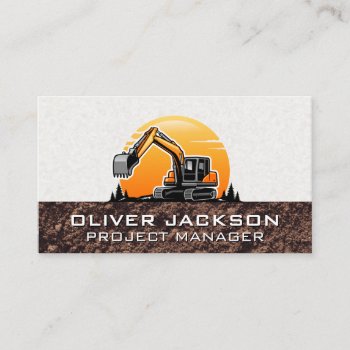 Excavator Construction Vehicle Business Card by lovely_businesscards at Zazzle