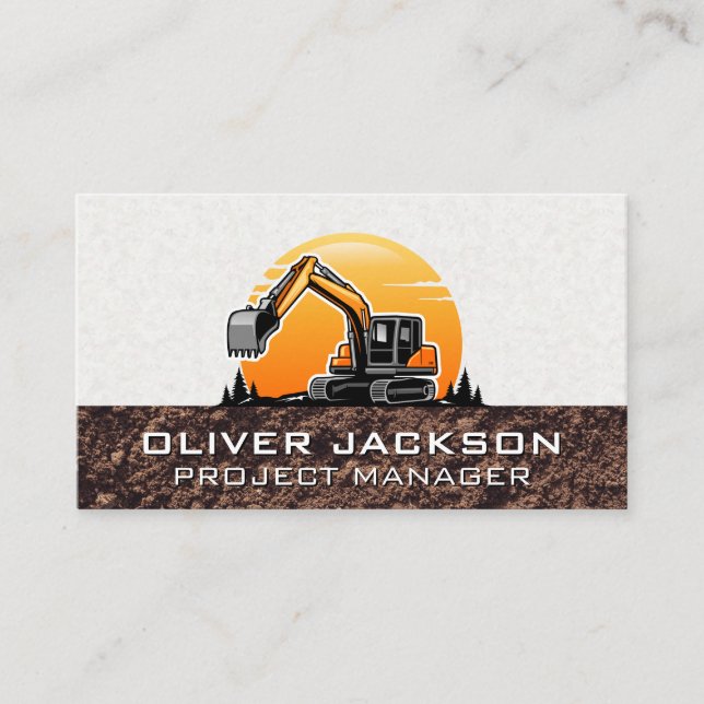 Excavator Construction Vehicle Business Card (Front)
