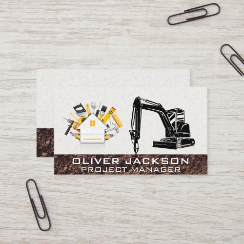 Excavator Construction Vehicle  Drill  Hardware Business Card
