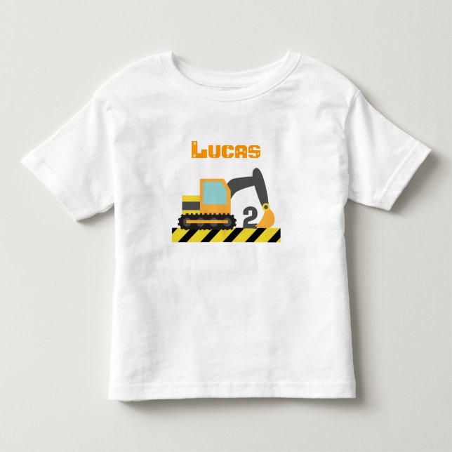 Excavator Construction Vehicle For 2 Years old Toddler T-shirt (Front)