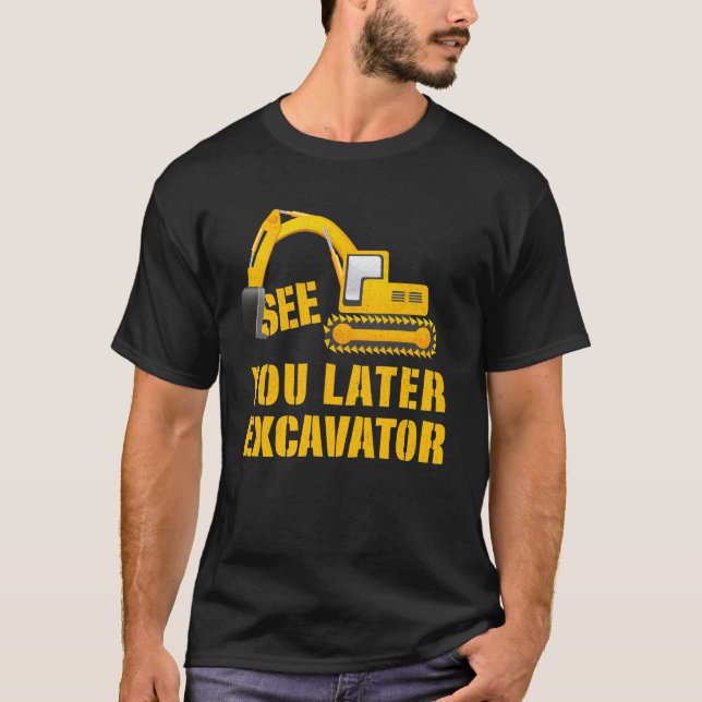 excavator digger construction vehicle boy birthday T-Shirt (Front)