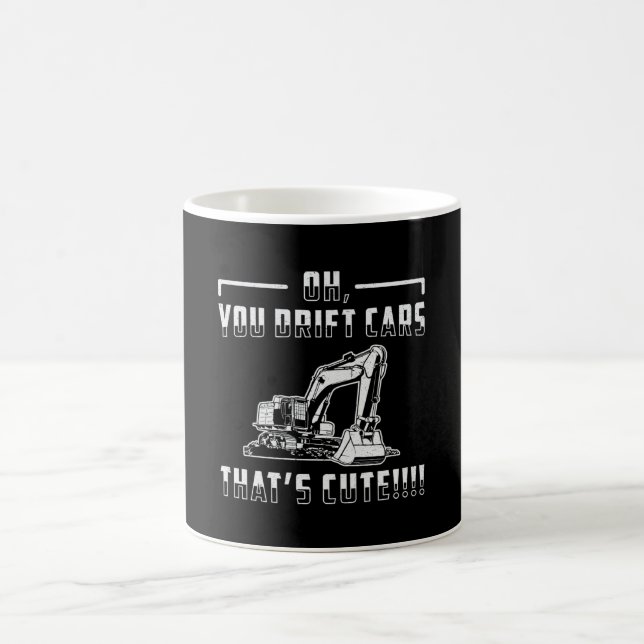 Excavator Drift Cars Cute Dig Construction Worker Coffee Mug (Center)
