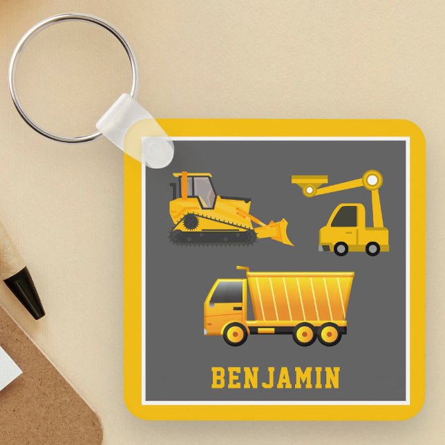 Excavator Dump Truck Construction Theme Kids Room Keychain (Creator Uploaded)