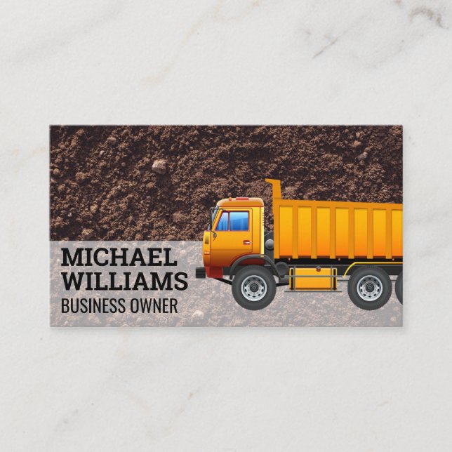 Excavator | Dump Truck | Soil Business Card (Front)