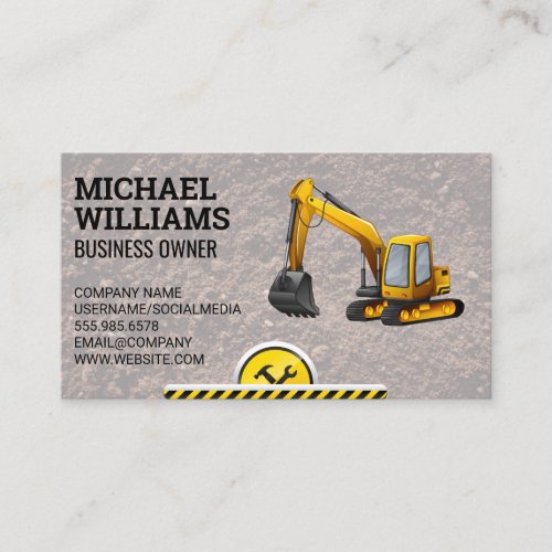 Excavator  Earth Mover Construction Site Hardware Business Card