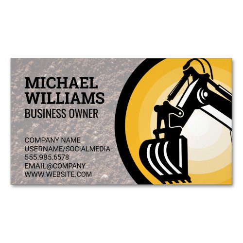 Excavator  Earth Mover Logo Business Card Magnet
