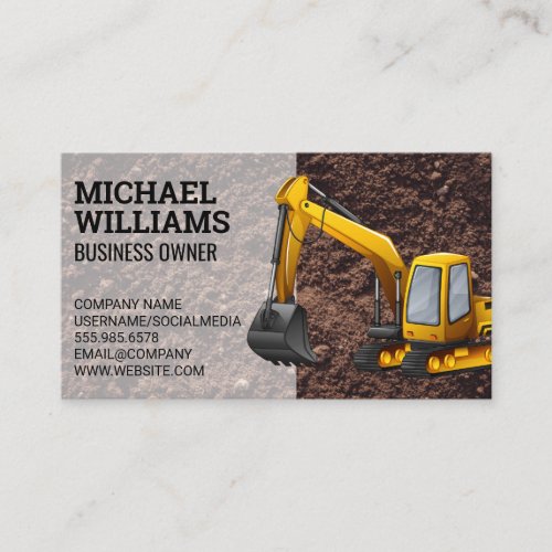 Excavator  Earth Mover Vehicle Business Card