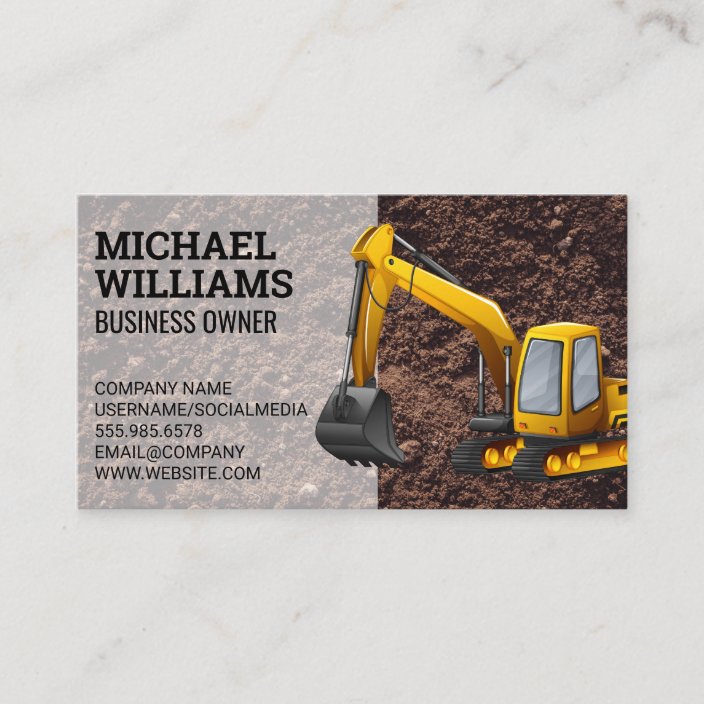 Excavator | Earth Mover Vehicle Business Card | Zazzle