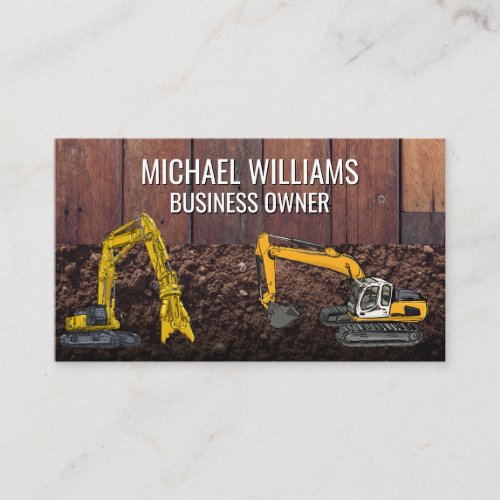 Excavator  Earth Mover Vehicles  Construction Business Card