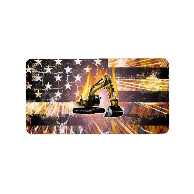Excavator Flag Sparks Label (Front)