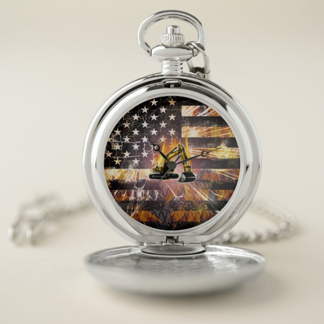 Excavator Flag Sparks Pocket Watch (Inside)