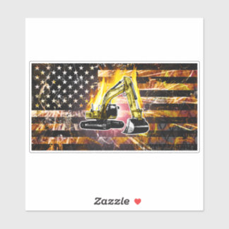 Excavator Flag Sparks Sticker
